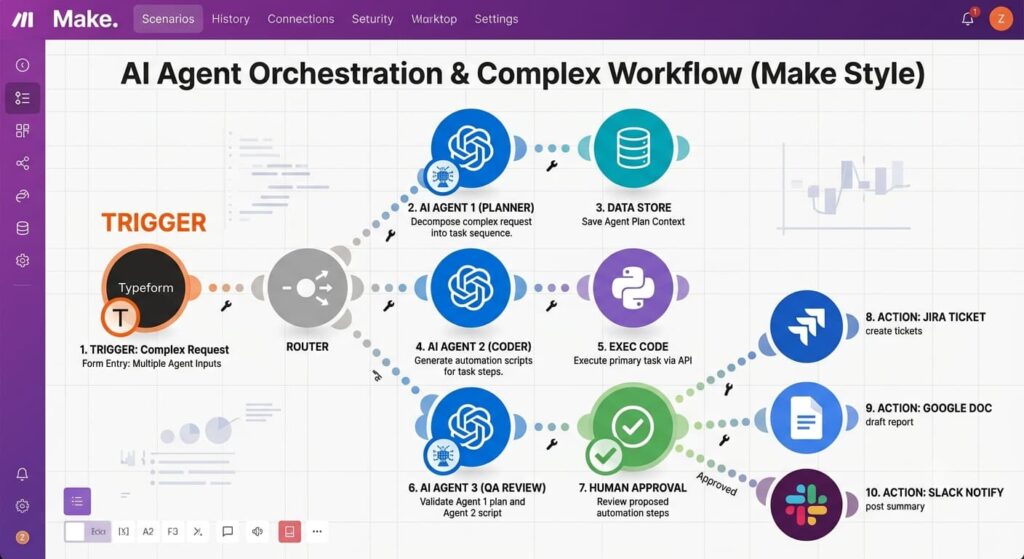 “Make visual AI workflow automation example”