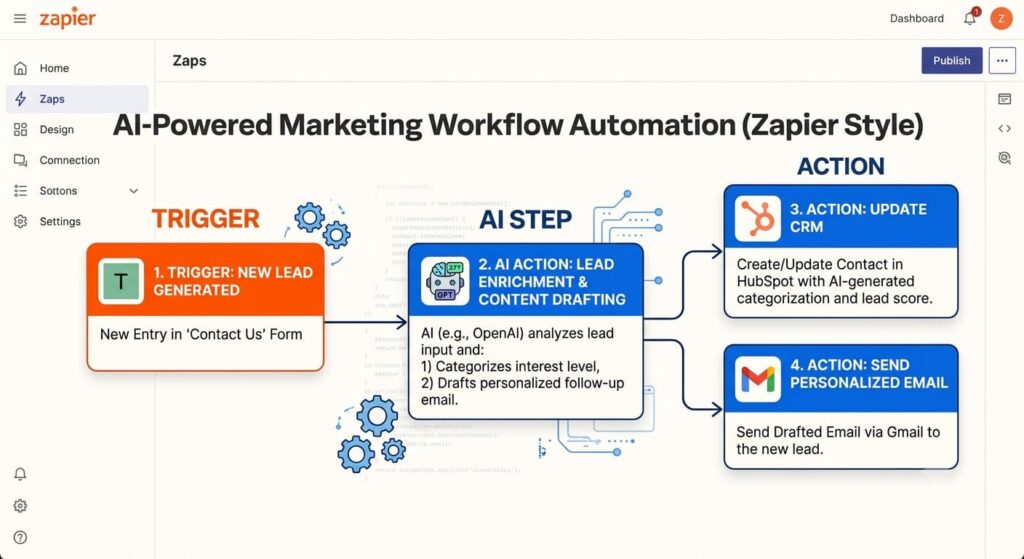 AI workflow automation process for a small marketing team”